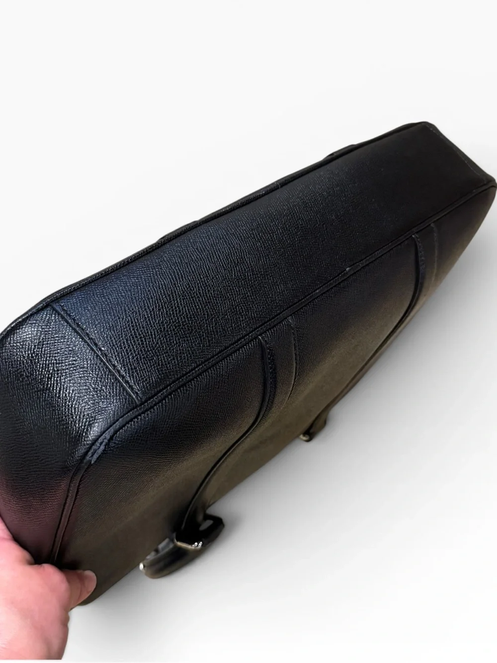 Coach Perry Slim Brief Bag Black Crossgrain Leather Laptop Business Bag F59057